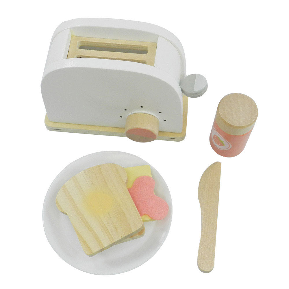 Little Toasty Toy Kitchen Wooden Pop-Up Toaster Play Set (10 Pcs)