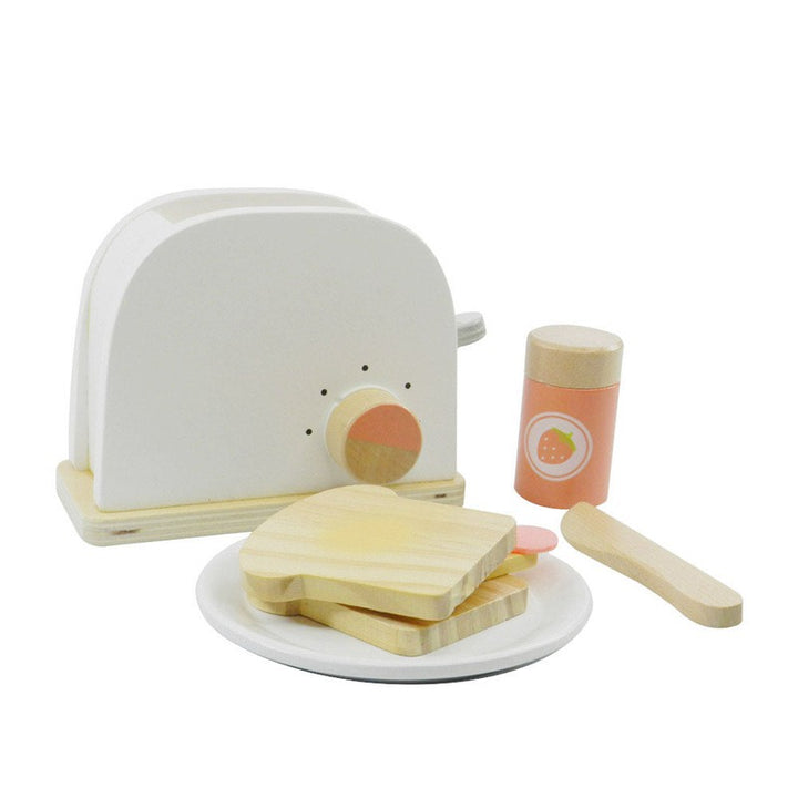 Little Toasty Toy Kitchen Wooden Pop-Up Toaster Play Set (10 Pcs)