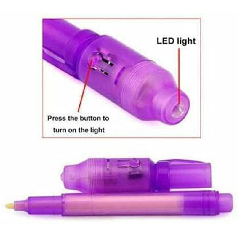 Set of 4 - Invisible Ink Spy Pens with UV Light for Secret Messages (5-7 Years)