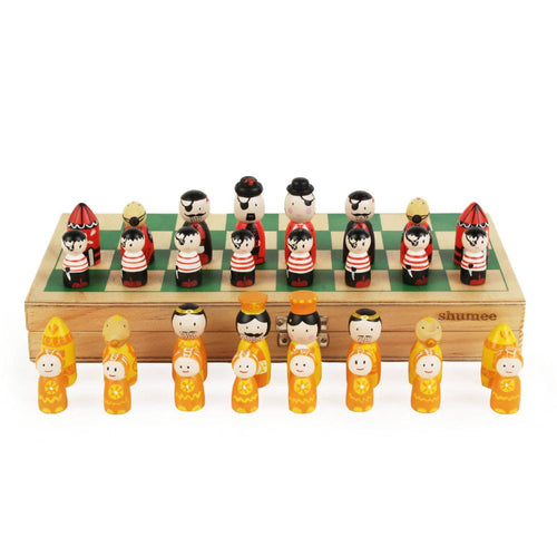 Shumee Classic Wooden Chess Board Game - Pirates vs Royals Edition (6 Years till Grown Ups)