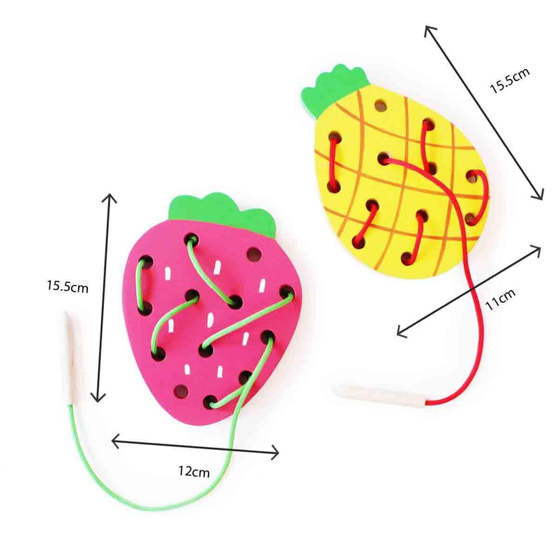 Wooden Lacing Fruit Set - Set Of 2