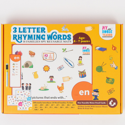 Rhyming Three Letter Words 18 Families Reusable I-spy mats set - great for Reading, Phonics and Ending Sounds Recognition