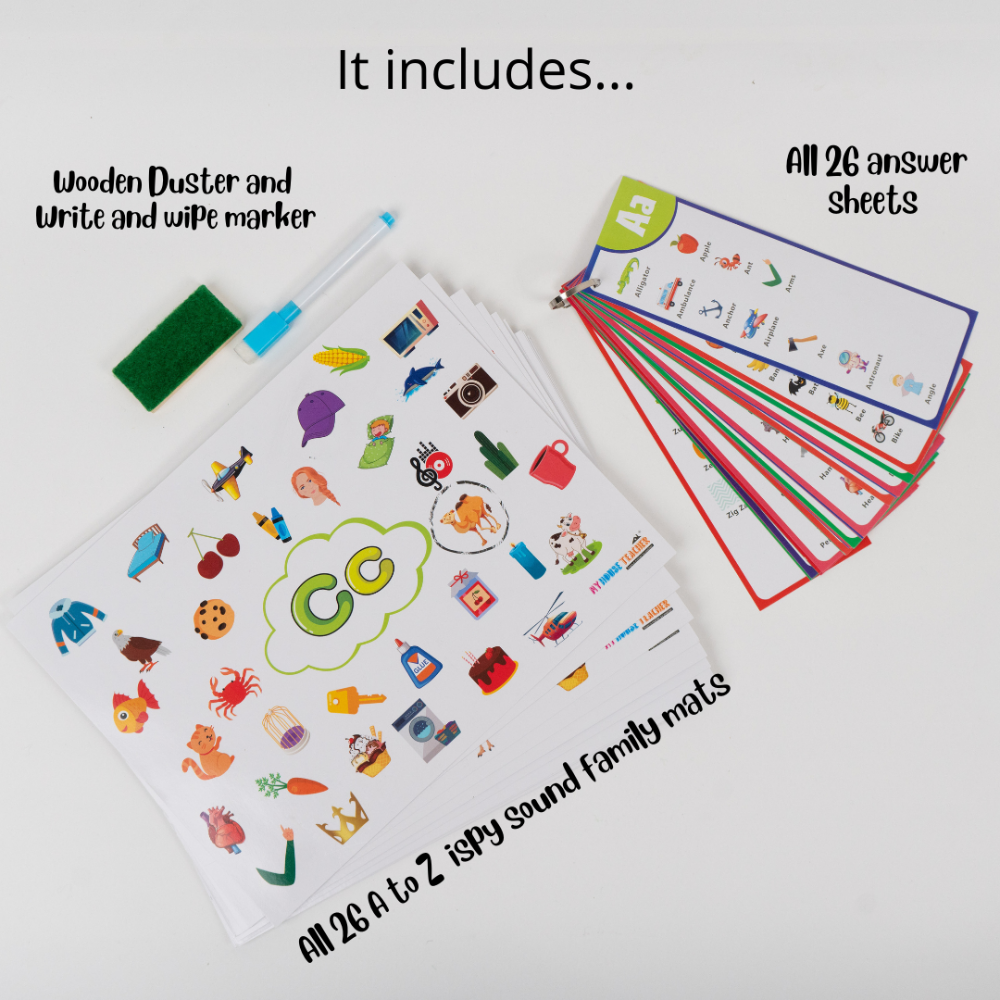 Alphabet Sounds A to Z 26 Reusable  I-spy Mats set - great for Reading, Phonics and Beginning Sounds Recognition