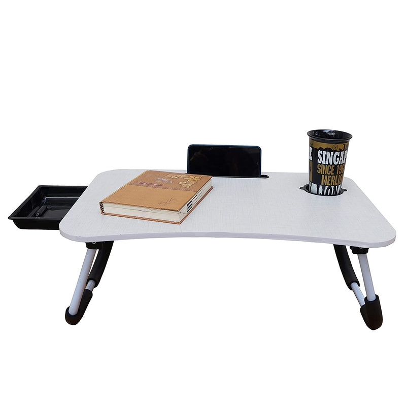 Foldable Grey Portable Study Lap Desk, Computer Bed Table for Working/Writing/Reading on Low Sitting Floor