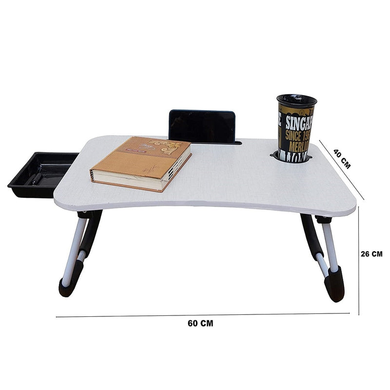 Foldable Grey Portable Study Lap Desk, Computer Bed Table for Working/Writing/Reading on Low Sitting Floor