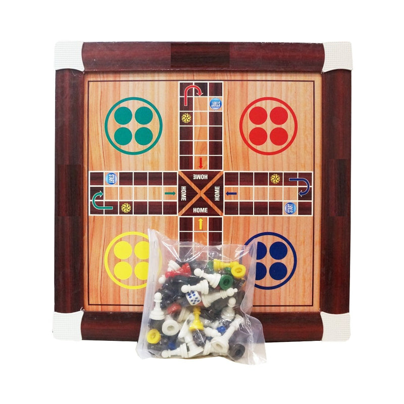 Chess and Ludo 2 in 1 Board Set Wooden Reversible Game Set for Kids & Adults