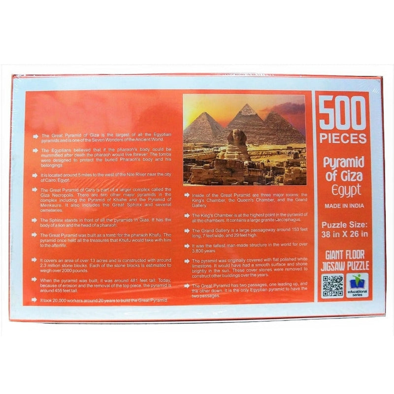 Pyramid of Giza Egypt Jumbo Jigsaw Puzzles 500 Pieces Flawless Fit Fun Activity Indoor Game Big Size for Gift Kids and Adults