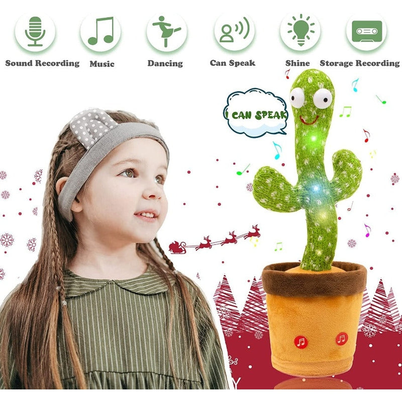 Dancing Talking Cactus Toy - 120 Songs, Mimicking & LED Glowing Light (1-3 Years)