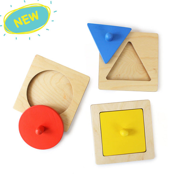 Set of 3 Montessori Wooden Shapes Peg Puzzle (9 Months - 2 Years)