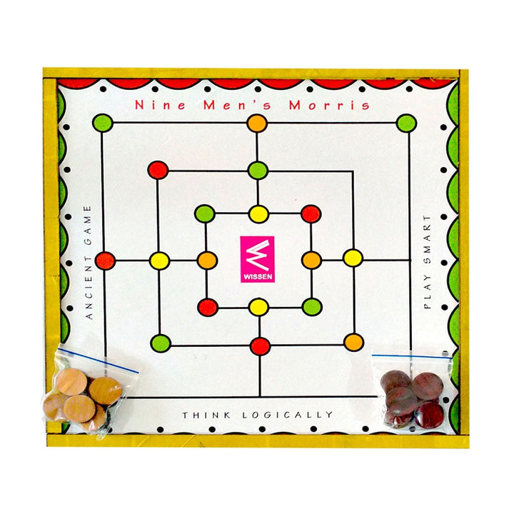 Wooden Nine Men Morris and Snake Ladder Combined Board Game