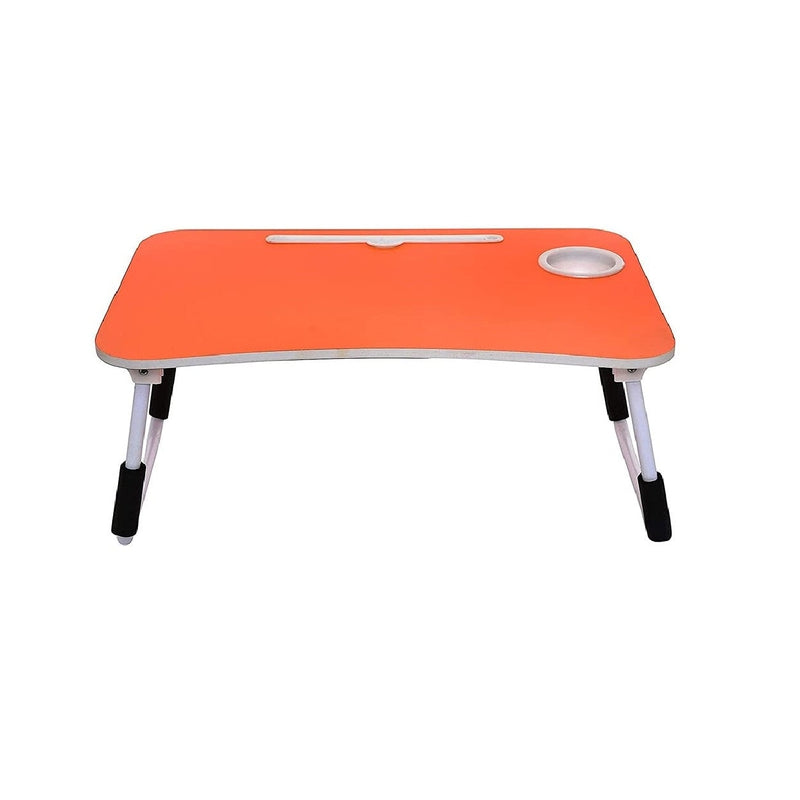 Foldable Orange Portable Laptop Lap Desk, Computer Bed Table for Working/Writing/Reading on Low Sitting Floor