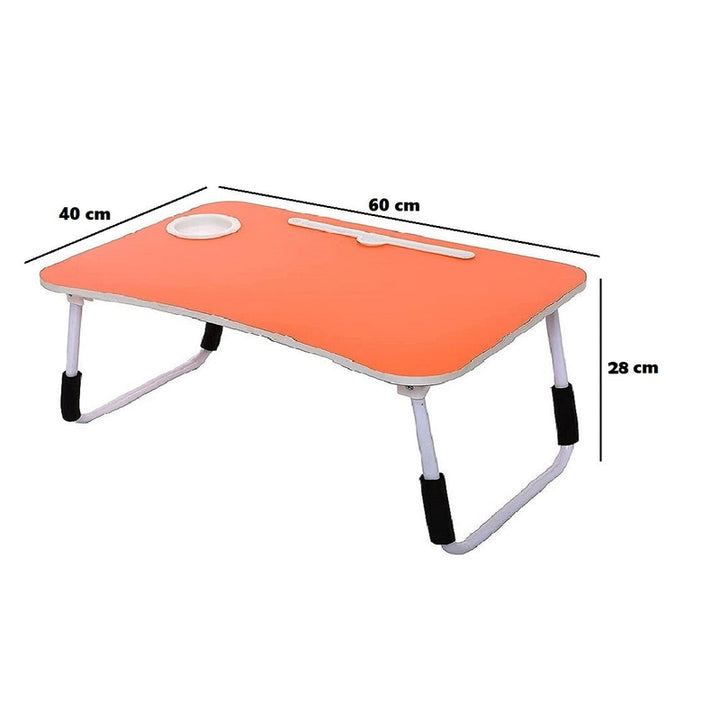 Foldable Orange Portable Laptop Lap Desk, Computer Bed Table for Working/Writing/Reading on Low Sitting Floor