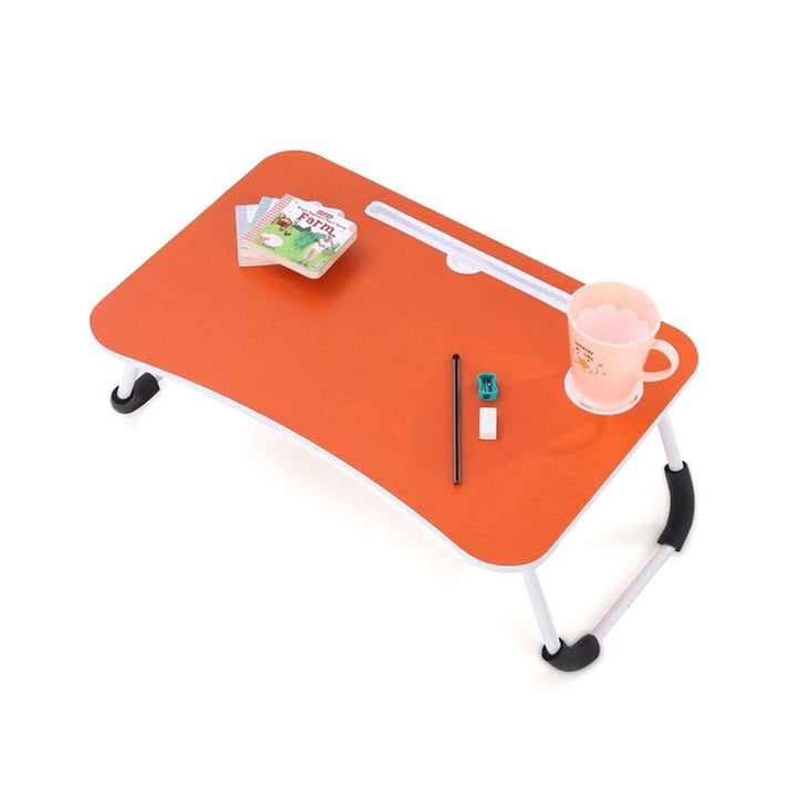 Foldable Orange Portable Laptop Lap Desk, Computer Bed Table for Working/Writing/Reading on Low Sitting Floor