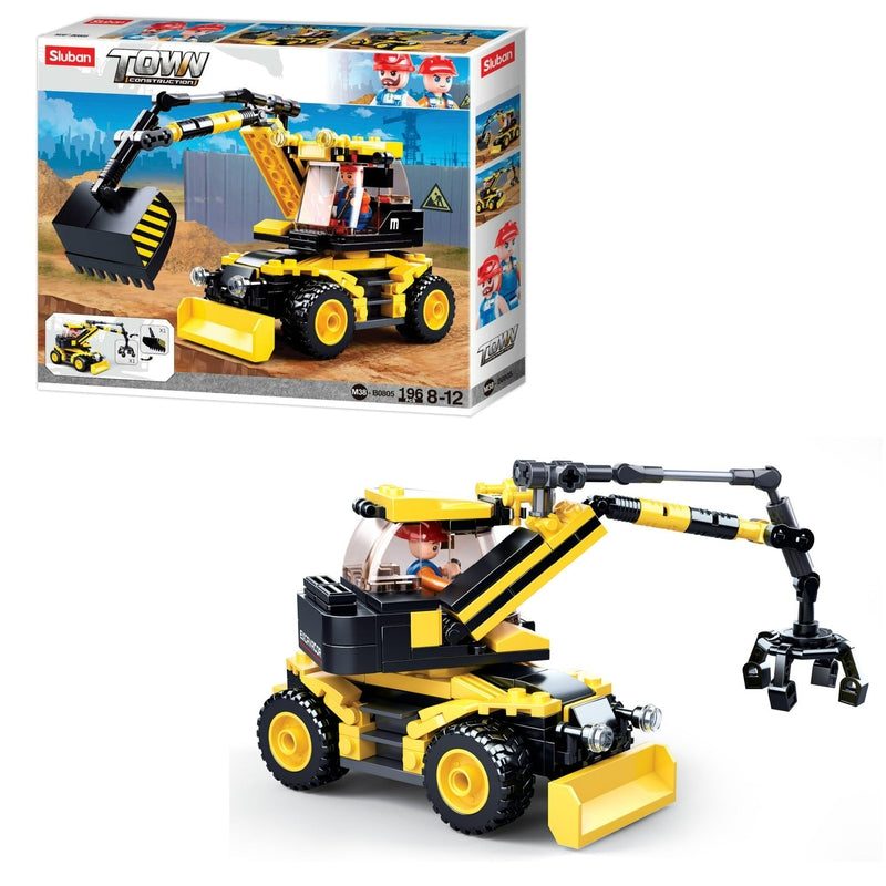 Excavator 2 IN 1 Building Block Kit (196 Pcs)