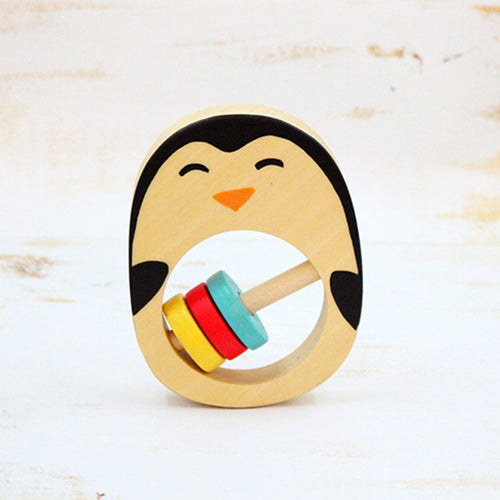 Shumee Wooden Rattle - Penguin Theme (3-12 Months)