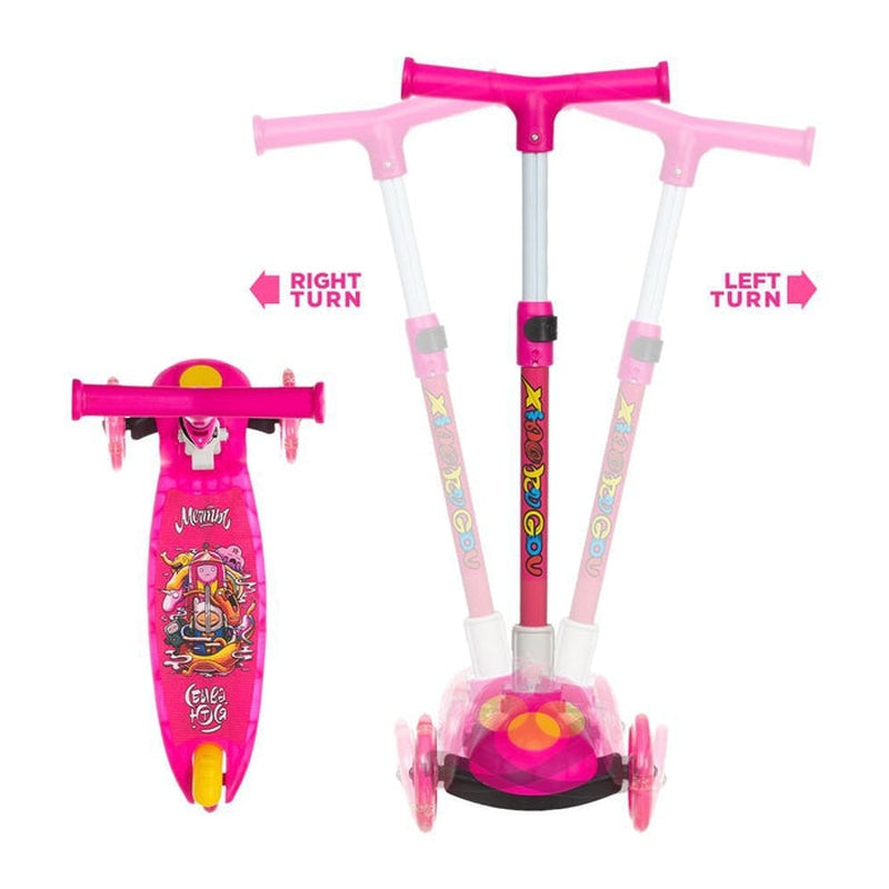 Kids Pink Scooter Adjustable & Foldable Handle Multicolor Flashing LED Wheels Ride on Scooters for Children Printed