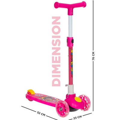 Kids Pink Scooter Adjustable & Foldable Handle Multicolor Flashing LED Wheels Ride on Scooters for Children Printed