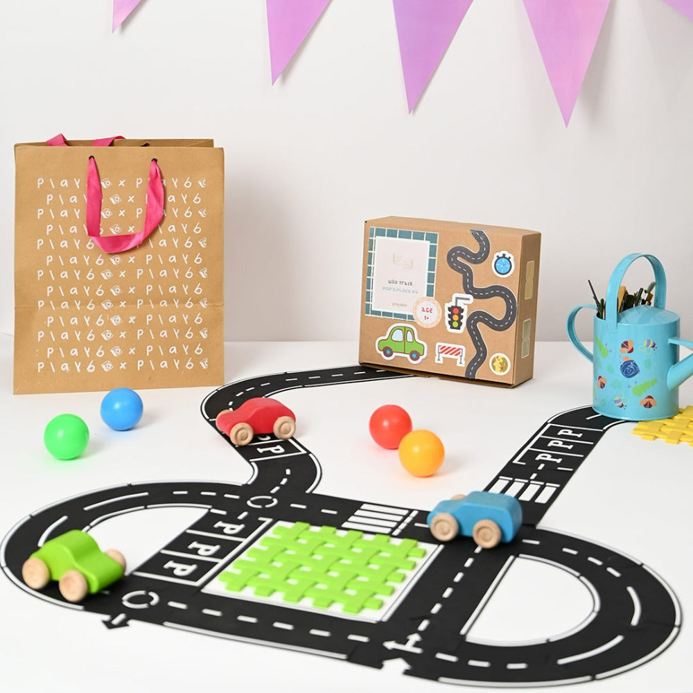 Wild Track - Tracks and Cars Wooden Toy 24 Tracks and 3 Cars for Toddlers, Boys & Girls