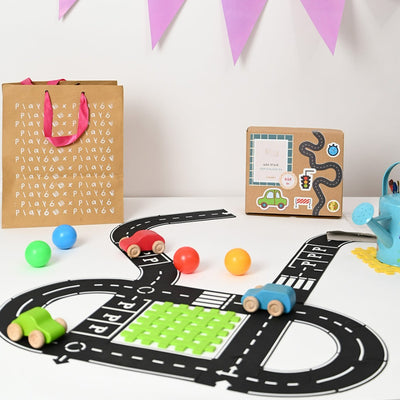 Wild Track - Tracks and Cars Wooden Toy 24 Tracks and 3 Cars for Toddlers, Boys & Girls