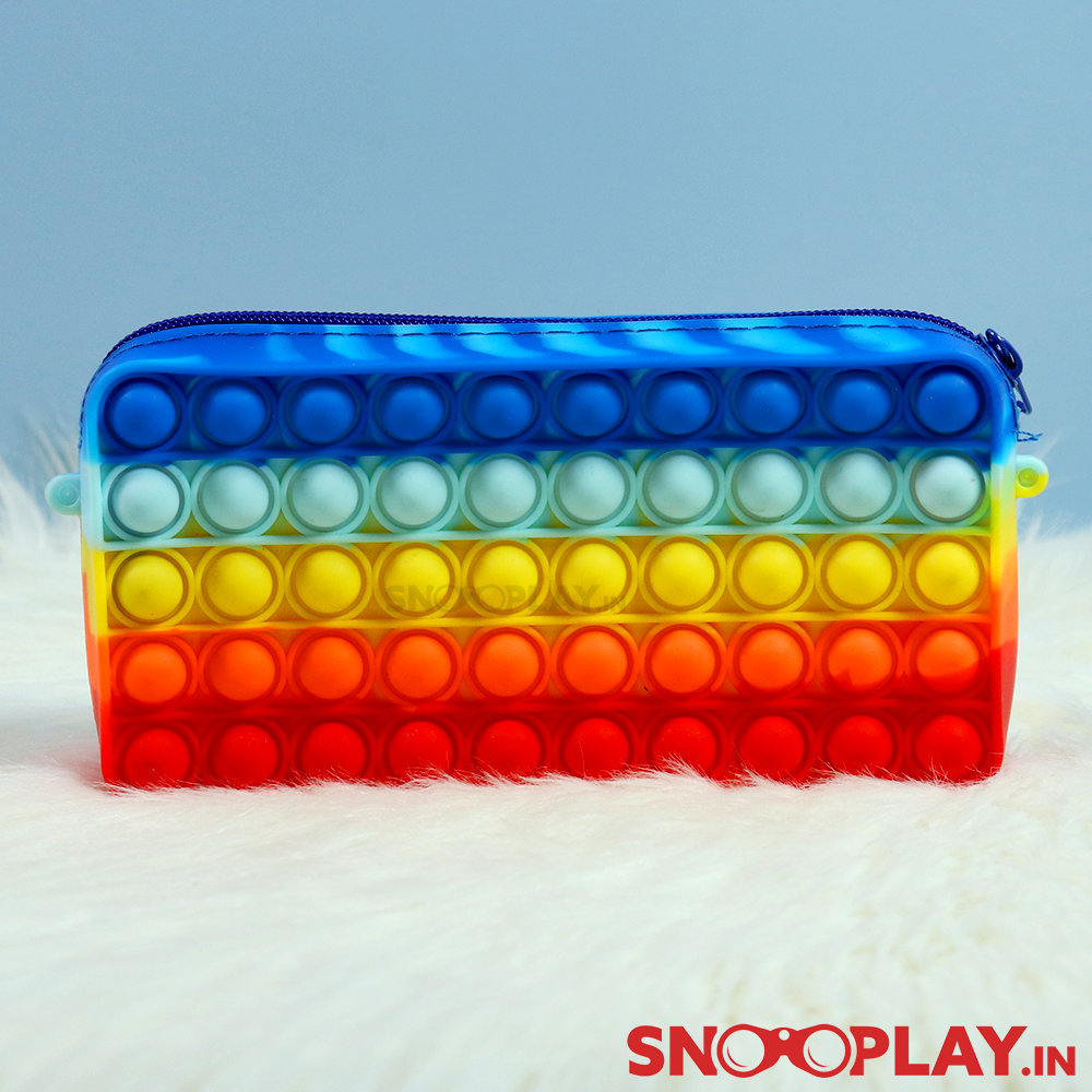Pop It Fidget Pencil Box (Premium Quality Multicoloured Pouch) Assorted  Colours