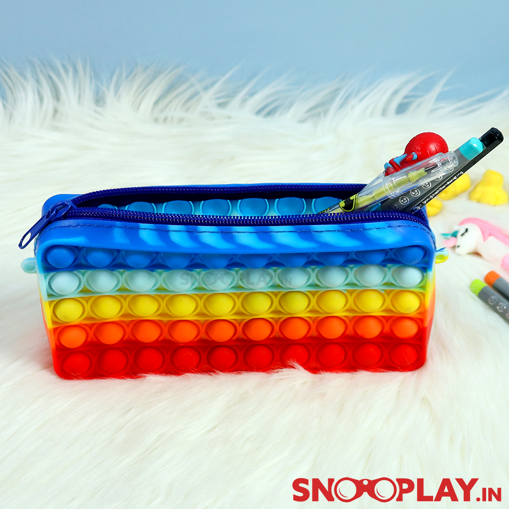 Pop It Fidget Pencil Box (Premium Quality Multicoloured Pouch) - Assorted Colours