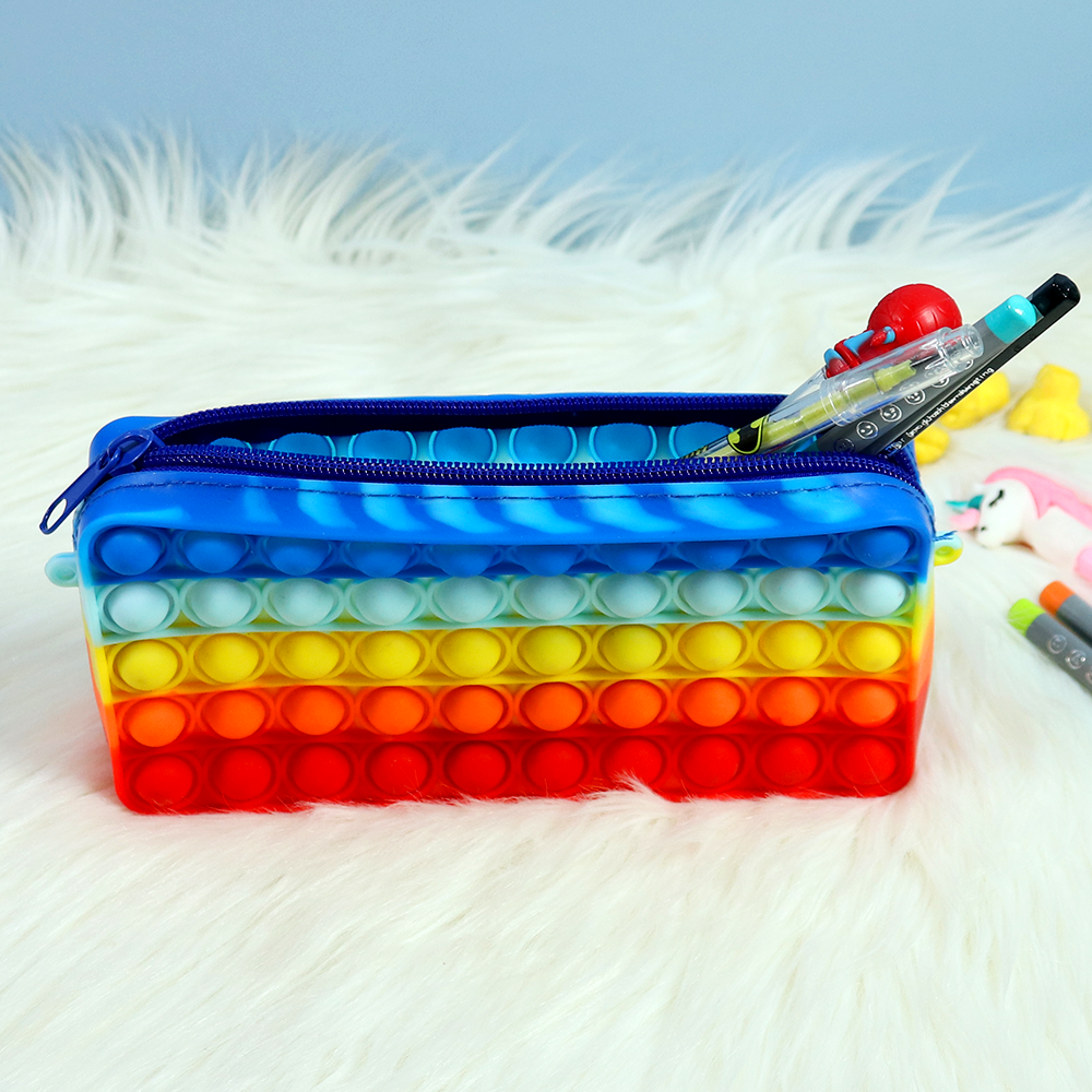 Pop It Fidget Pencil Box (Premium Quality Multicoloured Pouch) - Assorted Colours