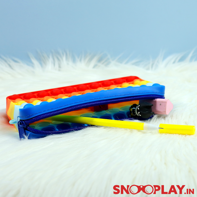 Pop It Fidget Pencil Box (Premium Quality Multicoloured Pouch) - Assorted Colours