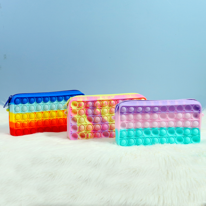 Pop It Fidget Pencil Box (Premium Quality Multicoloured Pouch) - Assorted Colours