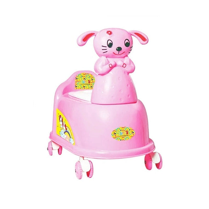 Musical Scooter Shape Potty Training seat with Easy Grip Handles, Wheels, Non toxic Material Comfortable seat for 2+ years Kids - Pink