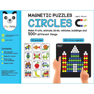 Magnetic Puzzles : Circles with 250 Colorful Magnets, 100 Puzzle Book, Magnetic Board and Display Stand