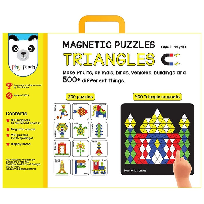 Magnetic Puzzles : Triangles with 400 Magnets, 200 puzzles, Magnetic Board and Display Stand