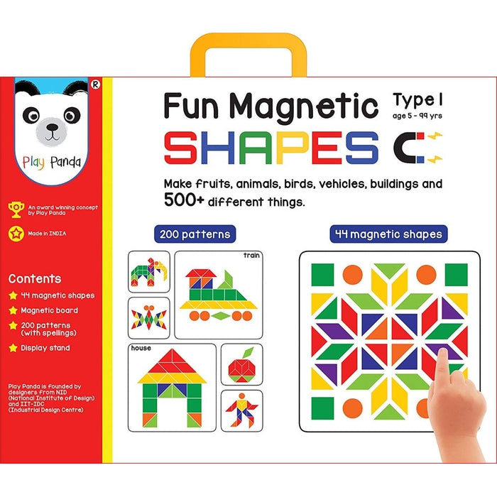 Fun Magnetic Shapes (junior) : Type 1 with 44 Magnetic Shapes, 200 Pattern Book, Magnetic Board and Display Stand