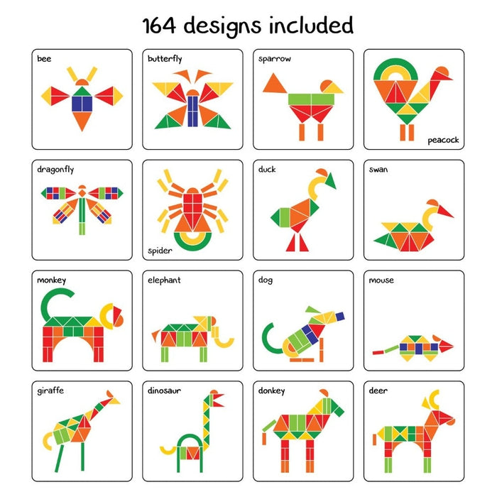 Fun Magnetic Shapes (junior) : Type 2 with 58 Magnetic Shapes, 200 Pattern Book, Magnetic Board and Display Stand