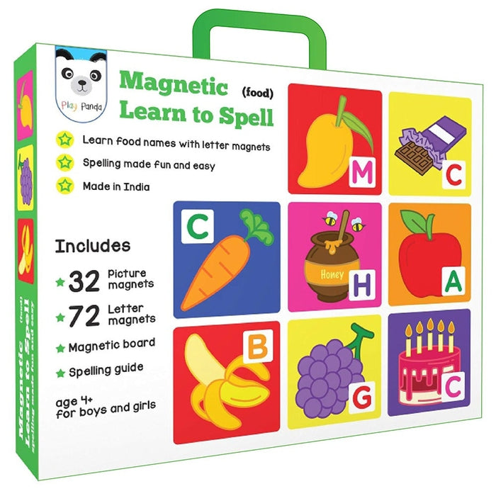 Magnetic Learn to Spell : Food with 32 Picture Magnets, 72 Letter Magnets, Magnetic Board and Spelling Guide