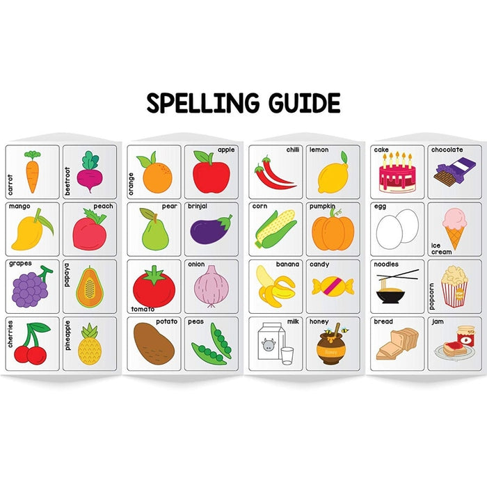 Magnetic Learn to Spell : Food with 32 Picture Magnets, 72 Letter Magnets, Magnetic Board and Spelling Guide