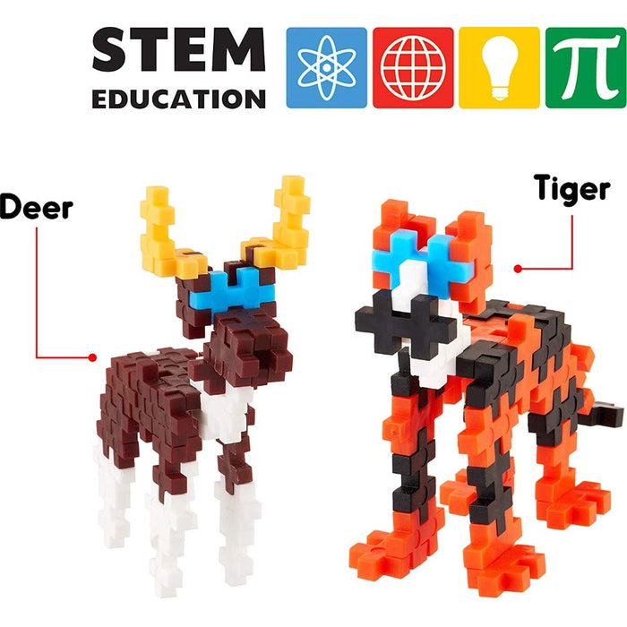 Fixi Bricks Jungle Tube 3 - Tiger and Deer - With 110 pcs, Detailed Assembly Instructions and Storage Tube - Small Parts (Age 6-99 years)