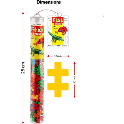 Fixi Bricks Aqua Tube 3 - Crocodile and Crab - With 120 pcs, Detailed Assembly Instructions and Storage Tube - Small Parts (Age 6-99 yrs)