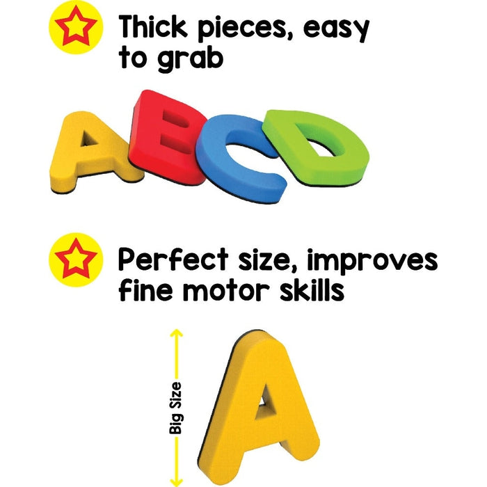ABC Magnets Capital Letters - 26 Magnetic Letters that work on any Fridge and Dry Erase Magnetic Board - Ideal for Alphabet Learning & Spelling Games - Made from Non-Toxic material with full Magnet Back
