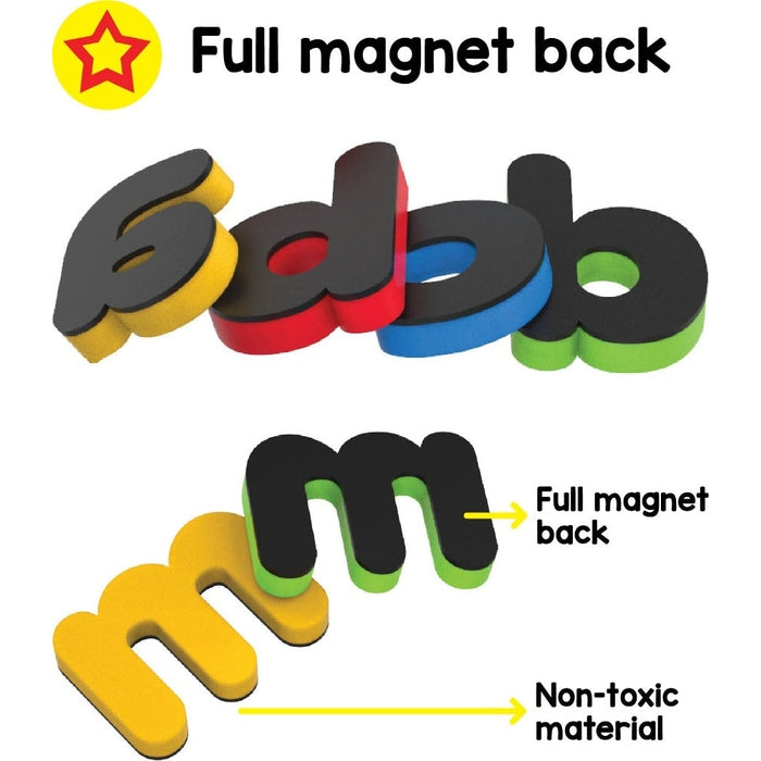 ABC Magnets Small Letters - 26 Magnetic Letters that work on any Fridge and Dry Erase Magnetic Board - Ideal for Alphabet Learning & Spelling Games - Made from Non-Toxic material with full Magnet Back