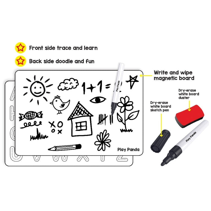 Magnetic Learn to Write Capital Letters - Includes Write and Wipe Magnetic Board, 26 Capital Letter Magnets, Dry Erase Sketch Pen and Duster - Simplify Teaching & Learning