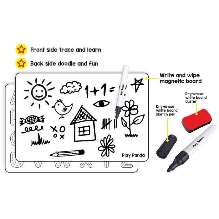 Magnetic Learn to Write Small Letters - Includes Write and Wipe Magnetic Board, 26 Small Letter Magnets, Dry Erase Sketch Pen and Duster - Simplify Teaching and Learning