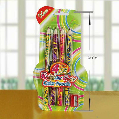 Rainbow Colors Pencils for Kids Set of 4 Pcs with Sharpener Art & Craft/Drawing/Painting/Making Greeting Cards