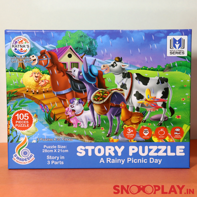 Story Jigsaw Puzzle - A Rainy Picnic Day (Story Book Inside)