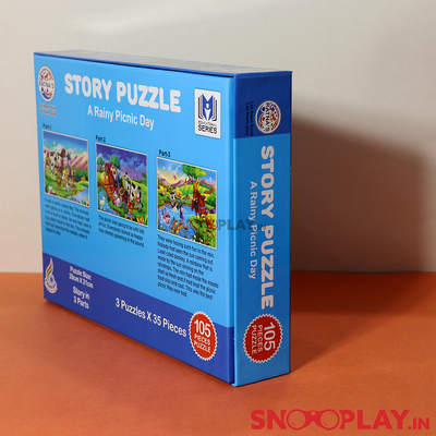 Story Jigsaw Puzzle - A Rainy Picnic Day (Story Book Inside)