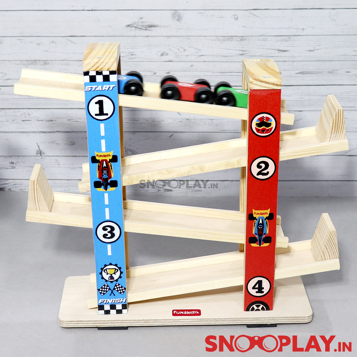 Wooden Ramp Racer Set with 3 Mini Toy Cars (1.5-3 Years)