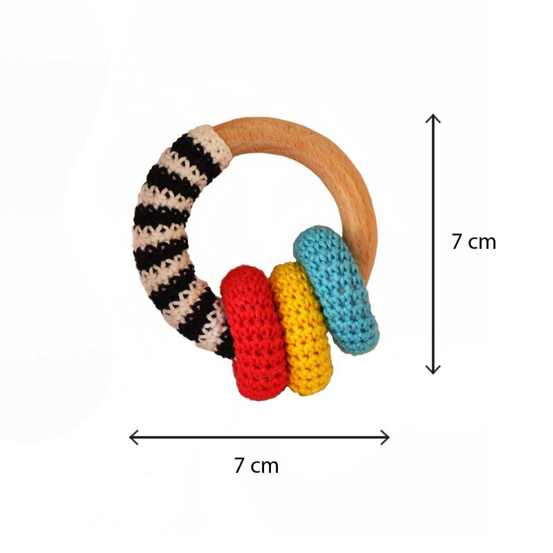 High Contrast Crochet and Wooden Rattles