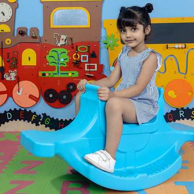 Rocker Medium for Kids, Boat Ride On Toy, Indoor and Outdoor (Blue)