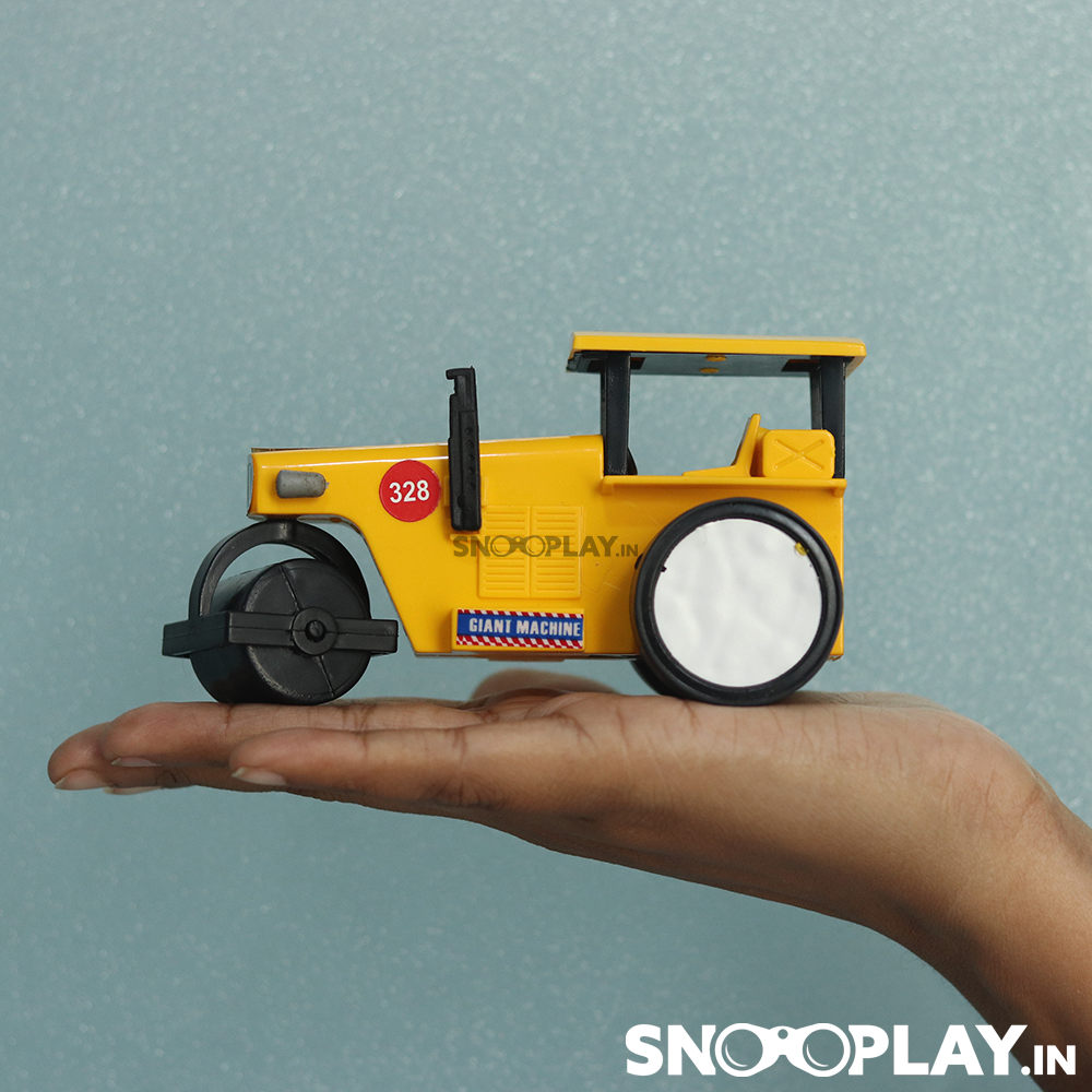 Road roller toy truck that is of length 4.8 inches.