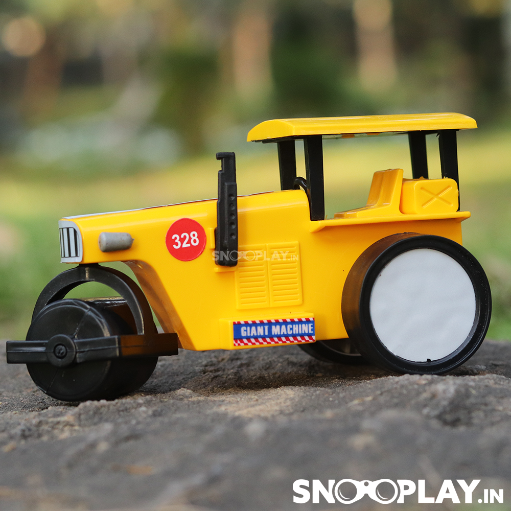 Light weight and every portable road roller toy truck with a complimentary jute pouch.