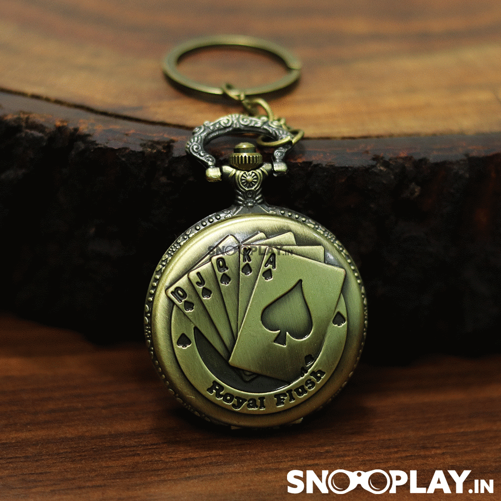 Buy Royal Flush Poker Playing Cards Antique Analog Watch Keychain style